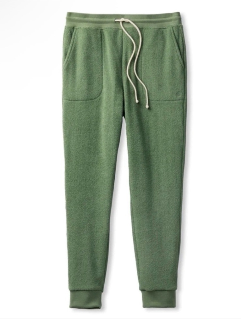 Outerknown Olive Terry Kids Drawstring Lounge Pants with Cream Tie